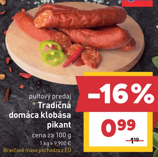 Tradičná domáca klobása pikant