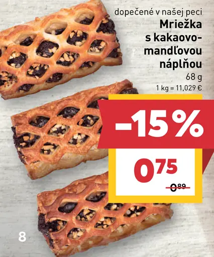 Mriežka s kakaovo-mandľovou náplňou