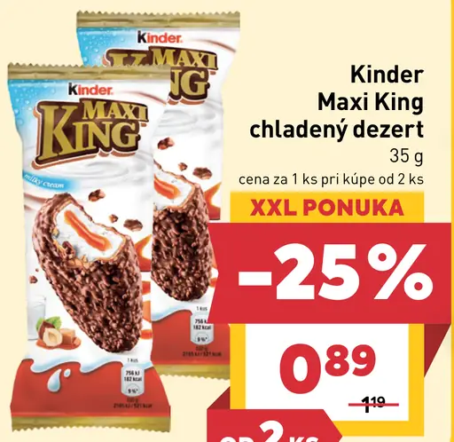 Kinder Maxi King chladený krémový dezert