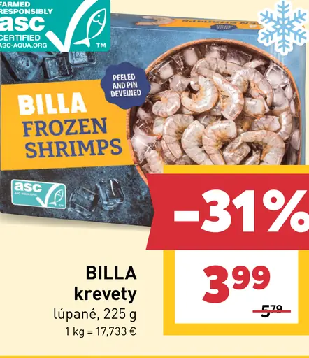 BILLA krevety lúpané