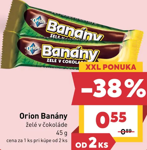 Orion Banány XXL želé v čokoláde