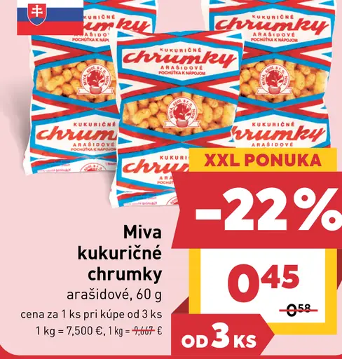 Miva kukuričné chrumky arašídové