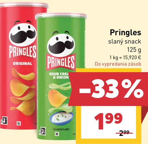 Pringles slaný snack – Original a Sour Cream & Onion