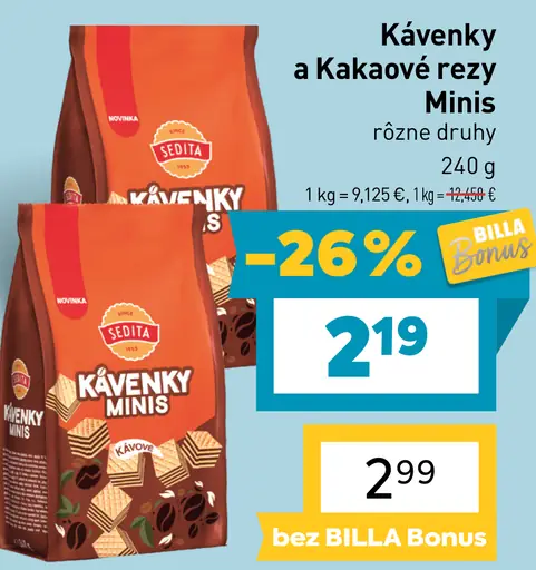Sedita Kávenky a kakaové rezy Minis
