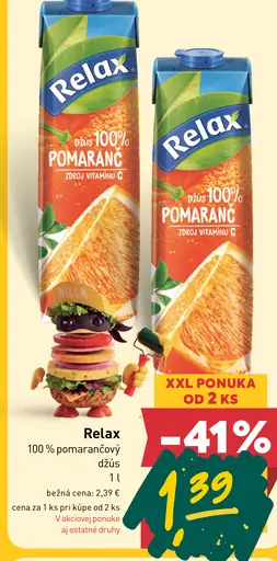 Relax 100% pomarančový džús