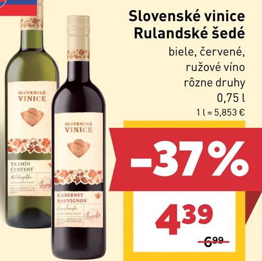 Slovenské vinice Rulandské šedé – biele, červené a ružové víno, rôzne druhy