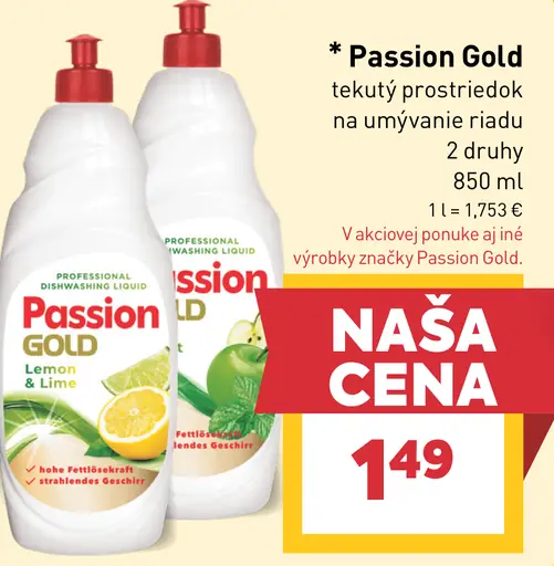 Passion Gold tekutý prostriedok na umývanie riadu