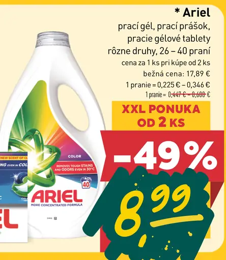 Ariel prací gél, prášok, pracie tablety