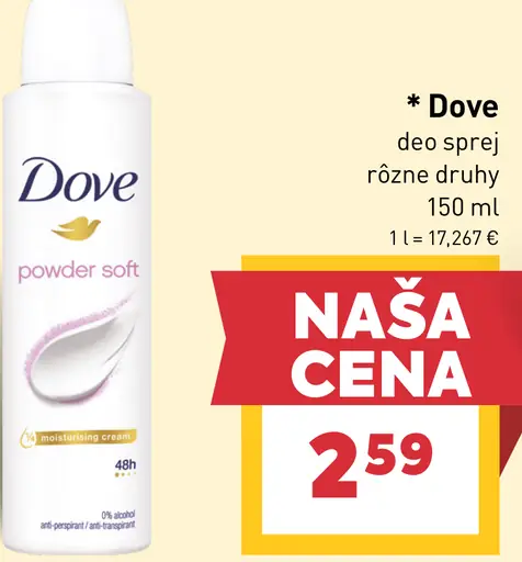 Dove dezodorantový sprej, rôzne druhy