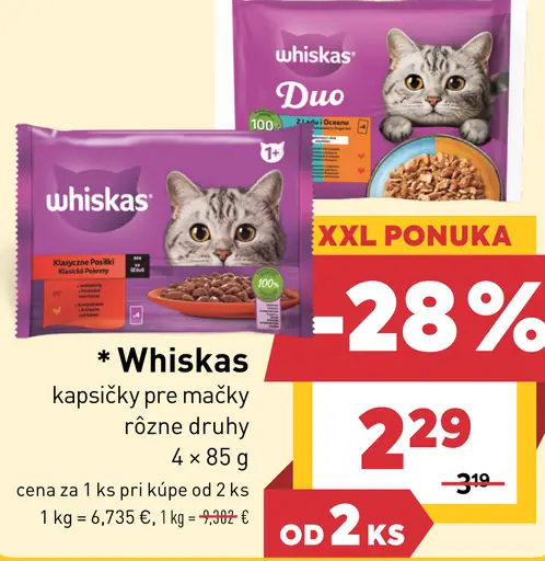 Whiskas kapsičky pre mačky 2 druhy