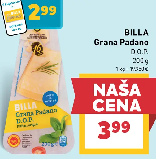BILLA Grana padano D.O.P.