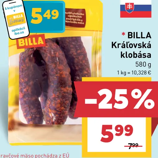 BILLA Kráľovská klobása