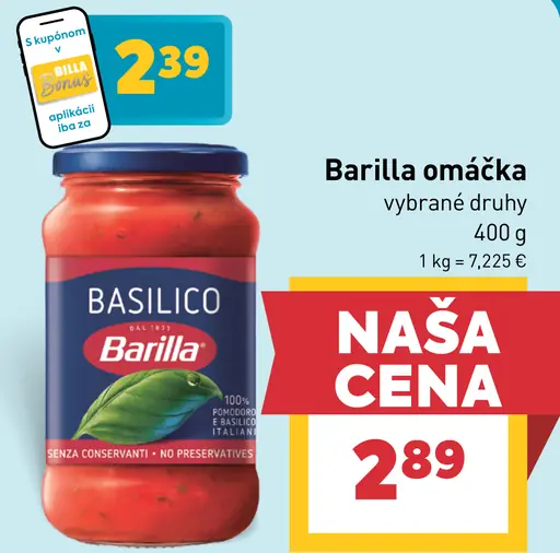 Barilla omáčka, vybrané druhy