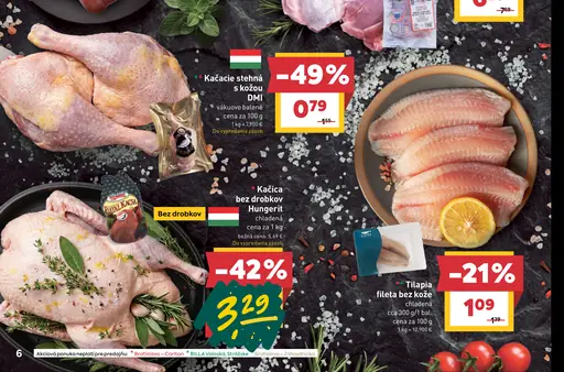 Tilapia fileta bez kože, chladená