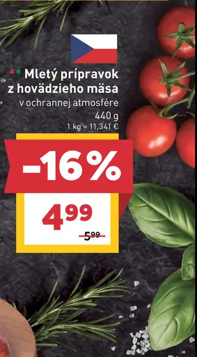 Mletý prípravok z hovädzieho mäsa