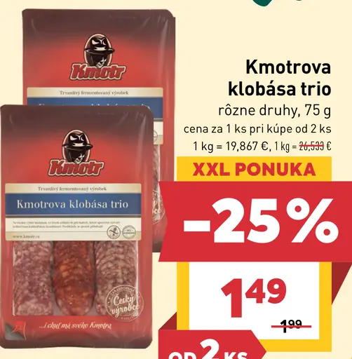 Kmotrova klobása trio rôzne druhy