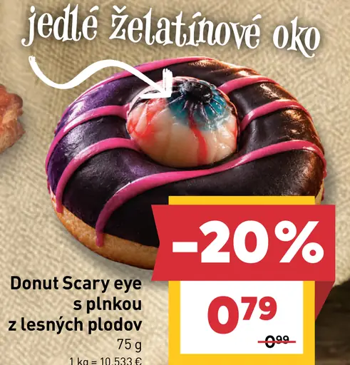 Donut Scary Eye s náplňou z lesných plodov