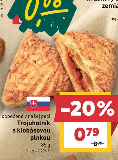 Trojuholník s klobásovou plnkou