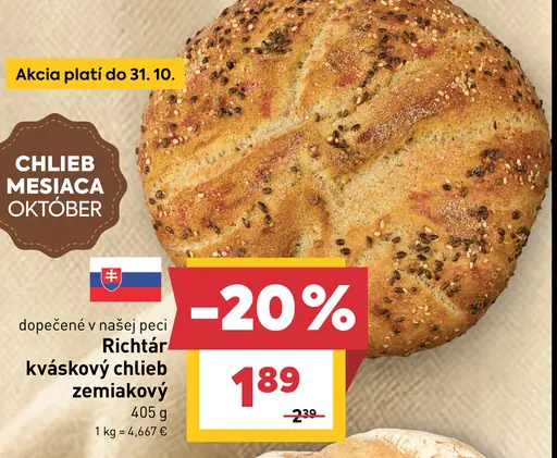 Richtár kváskový chlieb zemiakový