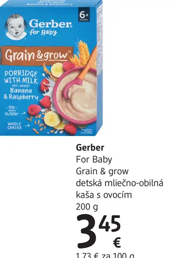 Grain & grow detská mliečna-obilná kaša s ovocím