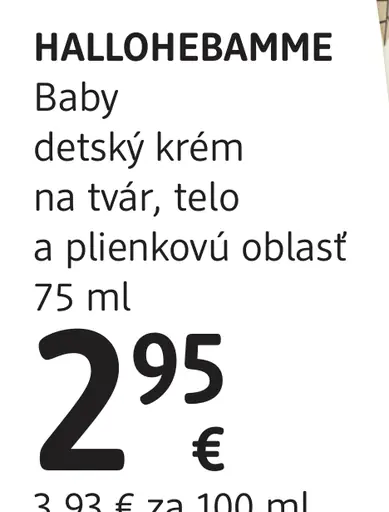 Hallohebamme Baby detský krém na tvár, telo a plienkovú oblasť