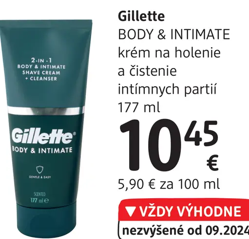 Gillette BODY & INTIMATE krém na holenie a čistenie intimných partií