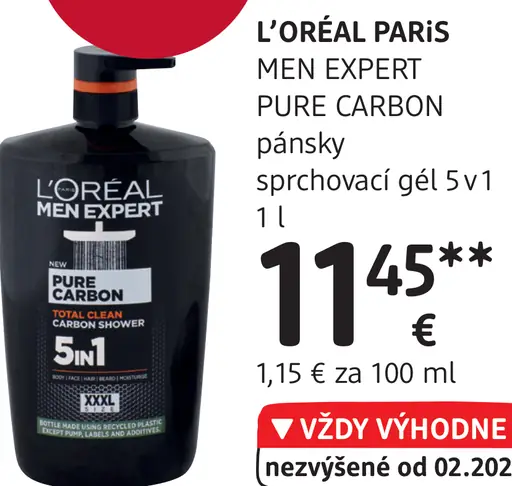 L'ORÉAL PARiS MEN EXPERT PURE CARBON sprchovací gél 5v1