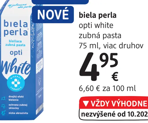 biela perla opti white zubná pasta