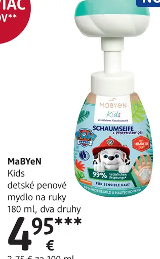 MaBYeN Kids Detské penové mydlo na ruky