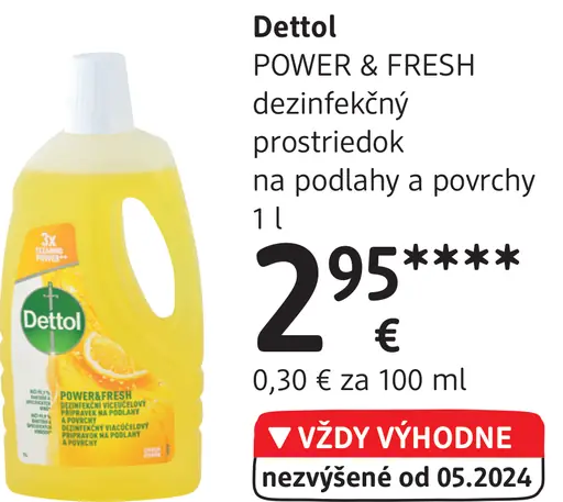 Dettol POWER & FRESH dezinfekčný prostriedok na podlahy a povrchy