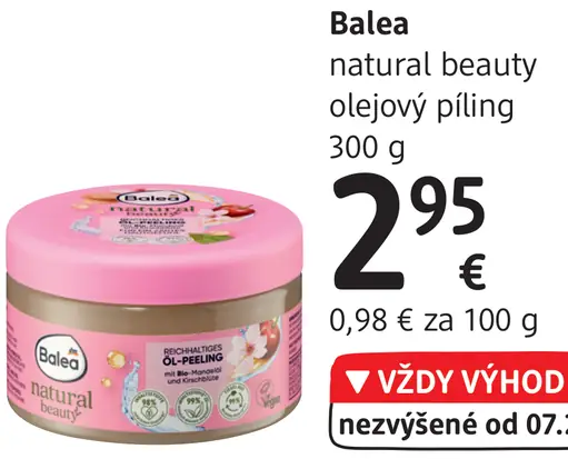 Balea natural beauty olejový peeling