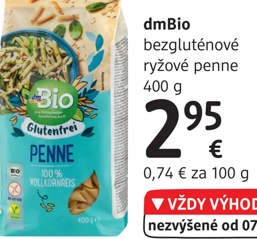 bezgluténové ryžové penne