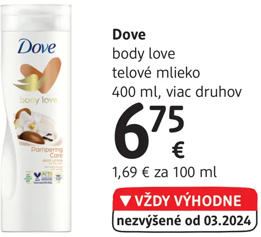 Dove body love telové mlieko