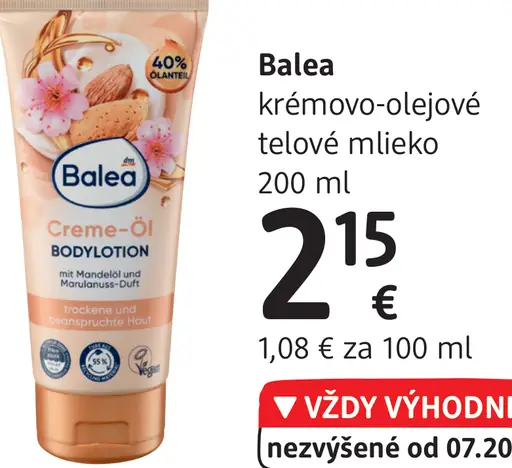 Balea krémovo-olejové telové mlieko