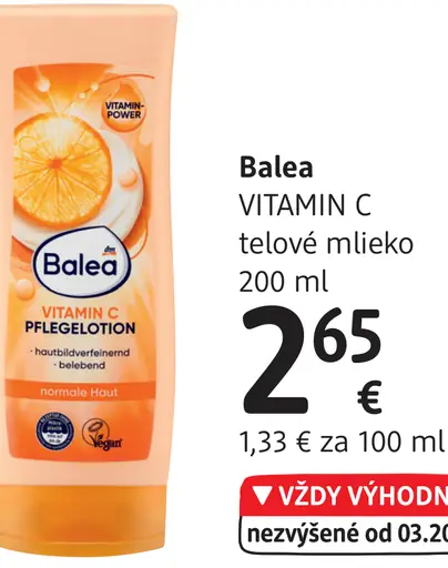 Balea VITAMIN C telové mlieko