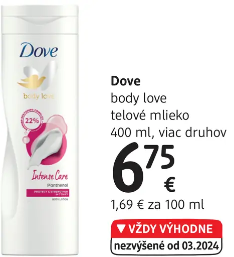 Dove body love telové mlieko