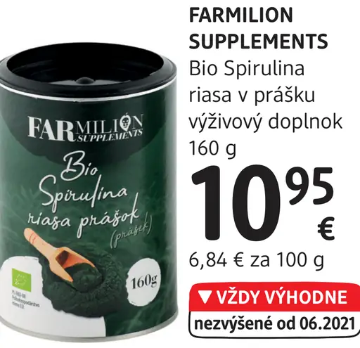 FARMILON SUPPLEMENTS Bio Spirulina riasa v prášku