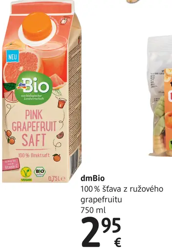 DmBio 100% šťava z ružového grapefruitu