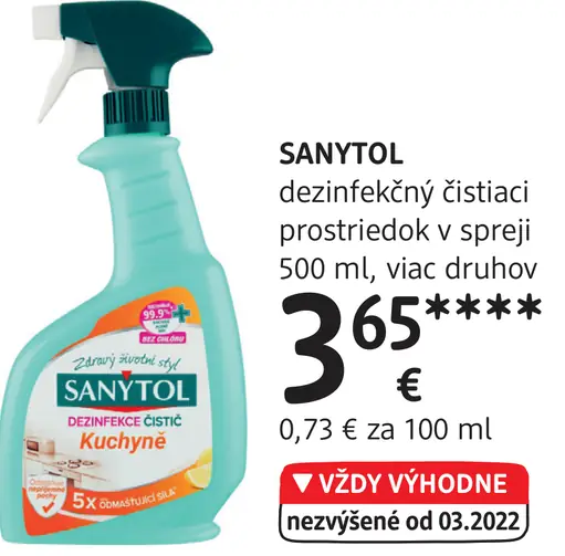 SANYTOL dezinfekčný čistiaci prostriedok v spreji