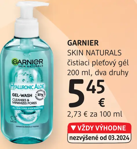 GARNIER SKIN NATURALS čistiaci pleťový gél