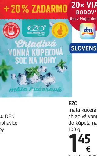 EZO mäta kužeľová chladivá vonná soľ do kúpeľa na nohy