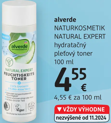 Alverde NATURKOSMETIK NATURAL EXPERT hydratačný pleťový toner