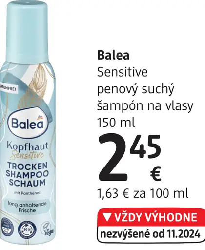 Balea Sensitive penový suchý šampón na vlasy