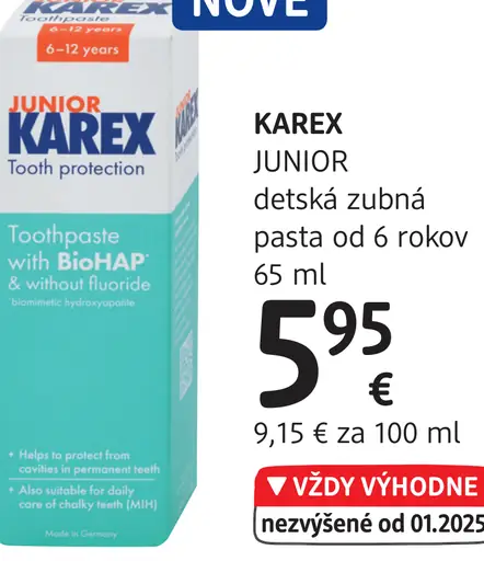 KAREX JUNIOR detská zubná pasta