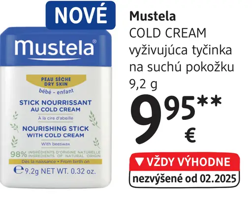 Mustela COLD CREAM vyživujúca tyčinka na suchú pokožku