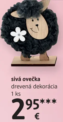 Sivá ovečka drevená dekorácia