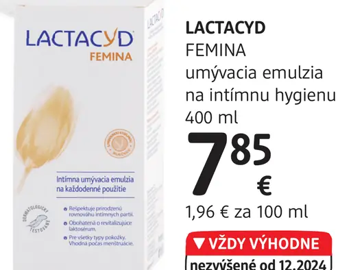 LACTACYD FEMINA umývacia emulzia na intimnú hygienu