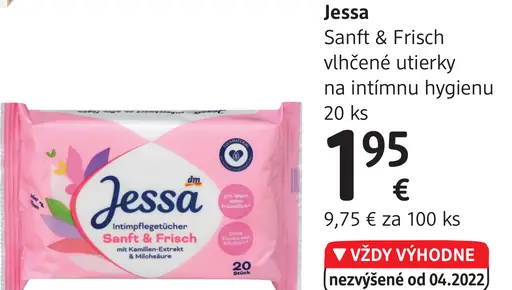 Jessa Sanft & Frisch vlhčené utierky na intimnú hygienu