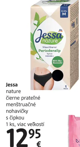 Jessa nature čierne prateľné menštruačné nohavičky s čipkou