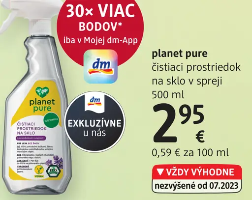 Planet pure čistiaci prostriedok na sklo v spreji